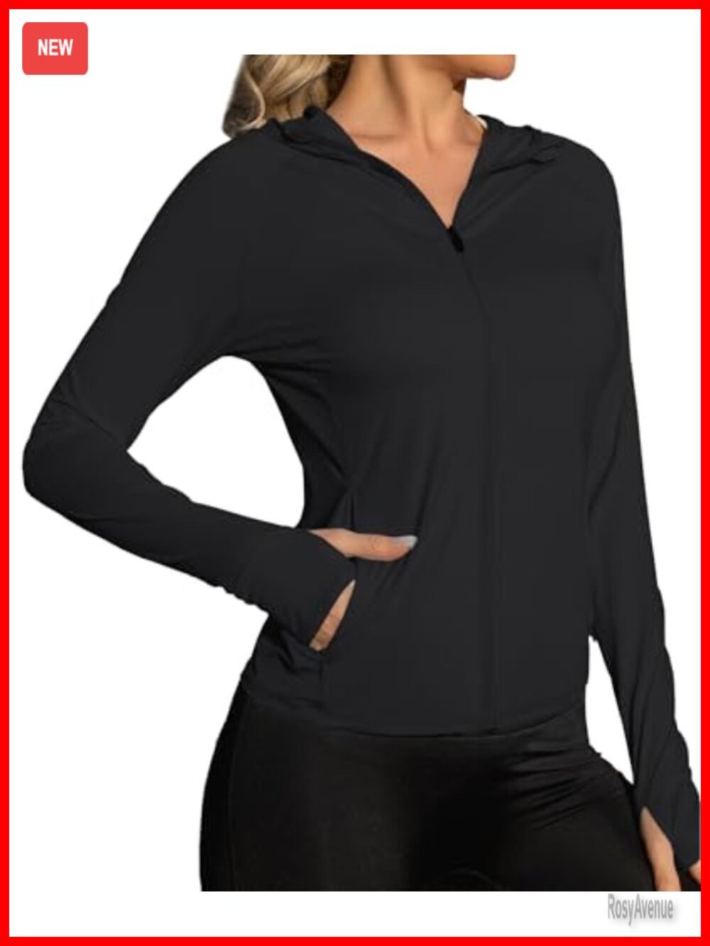 Women's UPF 50+ Lightweight Hoodie Jacket Thumb Holes Zip Pockets